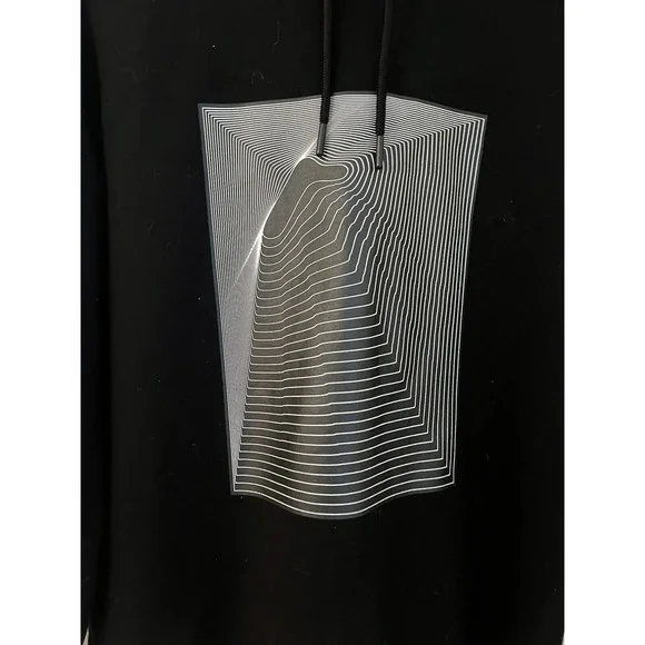 H&M Mens Medium Black Graphic Sweatshirt Hoodie M Minimalist Modern EUC - Picture 2 of 5